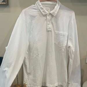 J. Crew White Long Sleeve Polo Shirt